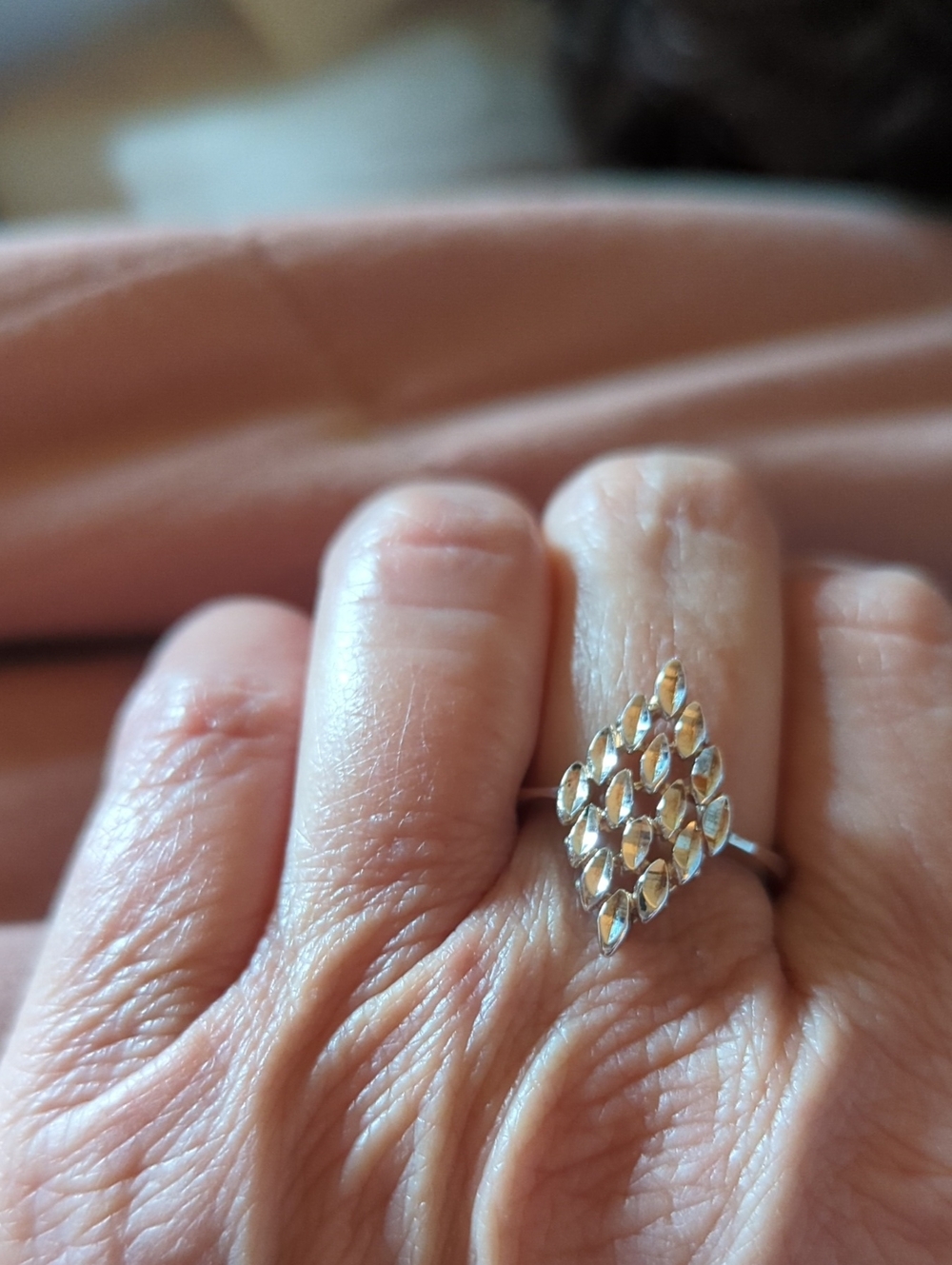 Delicate Silver Marquise Cluster Ring - Silver